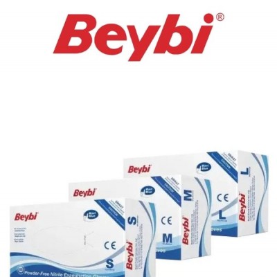 Beybi Mavi Nitril Pudrasız Muayene Eldiveni 100 lü X 20 PAKET =1KOLİ